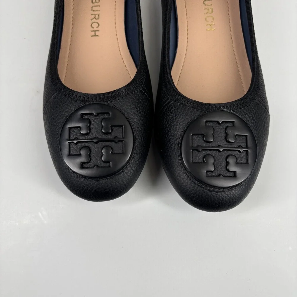 Tory Burch Minnie Women's US 6/36 Perfect Black Leather‎ Travel Ballet Flats